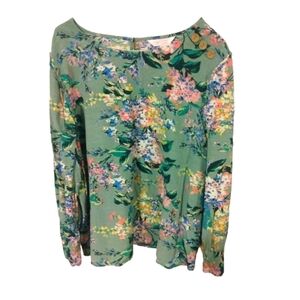 Lauren Conrad Floral Button Accented Peasant Top Plus Size XXL